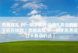 贵圈真乱 扒一扒手机界说过不靠谱的话手机环球网「贵圈真乱 扒一扒手机界说过不靠谱的话」