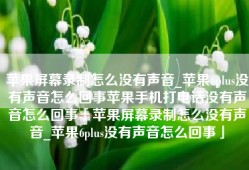 苹果屏幕录制怎么没有声音_苹果6plus没有声音怎么回事苹果手机打电话没有声音怎么回事「苹果屏幕录制怎么没有声音_苹果6plus没有声音怎么回事」