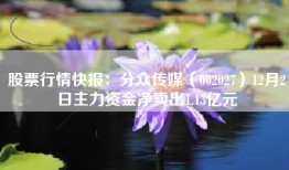 股票行情快报：分众传媒（002027）12月2日主力资金净卖出1.13亿元