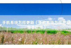手机系统怎样更新（手机系统怎样更新版本软件）