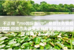 不正规“PDD国际版APP”是做任务骗局软件,因操作失误要修复商家数据不给提现被骗了怎么追回